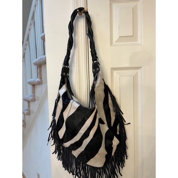 Cavalcanti Shoulder Bag with Cow Print & Fringe! - Picture 3 of 4